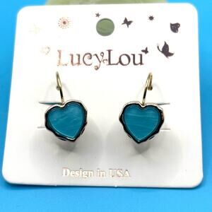 Blue & Gold Heart Earrings